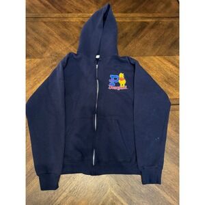 Vintage Disneyland Winnie the Pooh Zip Up Hoodie Navy Blue Small Made in USA |R1
